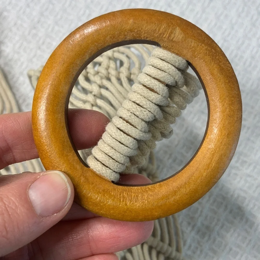 Woven corded boho belt with wooden buckle